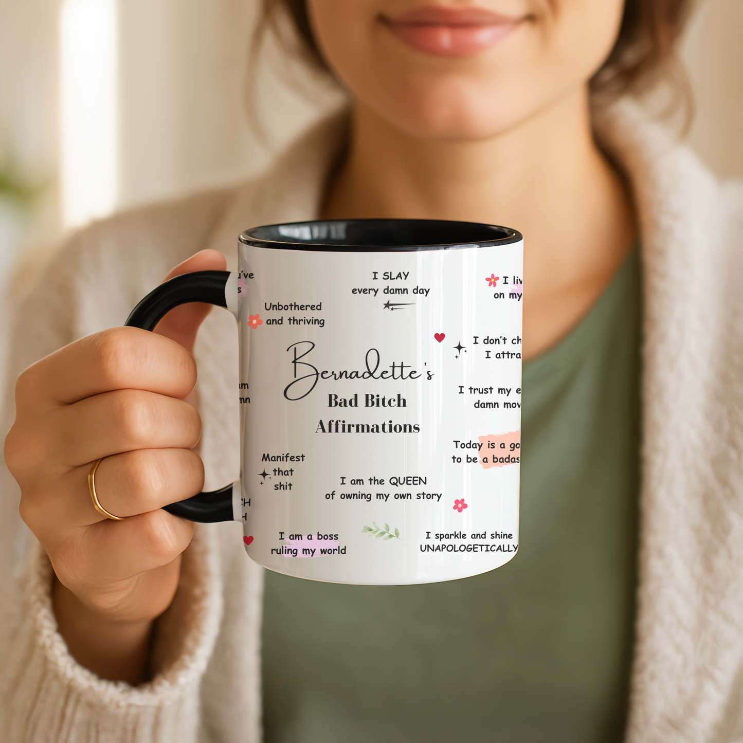 Personalised Bad B*tch Affirmations Mug. Swear Affirmations