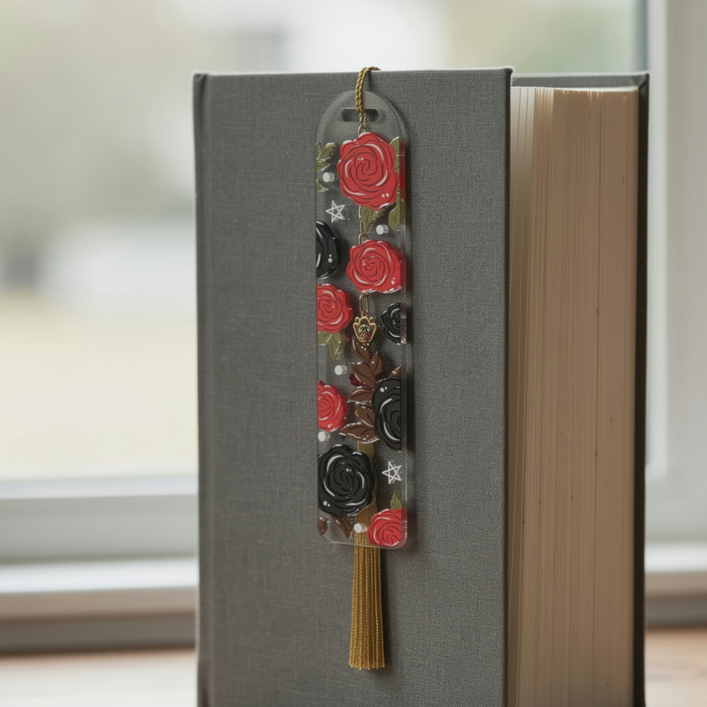 Dark Romance Bookmark. Gothic Rose Bookmark. Black & Red Rose Bookmark. Dark Romance Reader Bookmark. Gothic Romance Bookmark Dark Floral