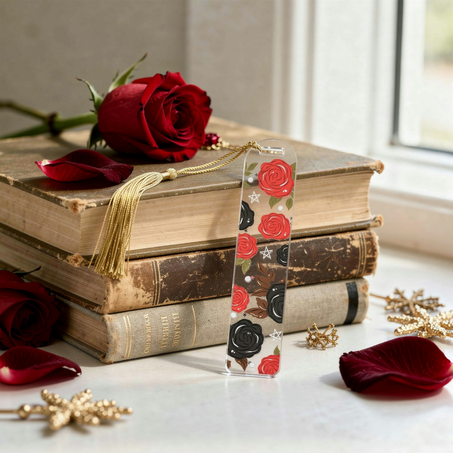 Dark Romance Bookmark. Gothic Rose Bookmark. Black & Red Rose Bookmark. Dark Romance Reader Bookmark. Gothic Romance Bookmark Dark Floral