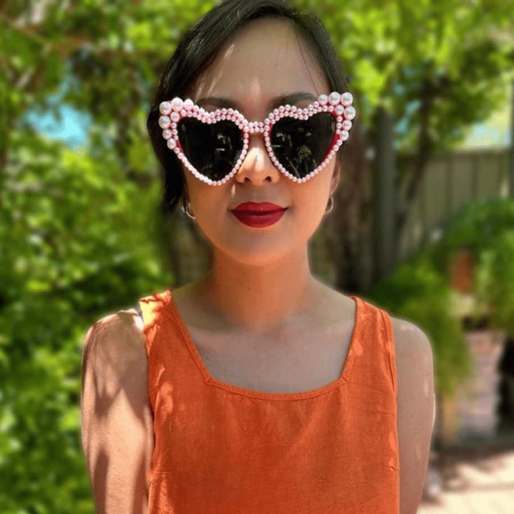 Red Pearl Heart Sunglasses