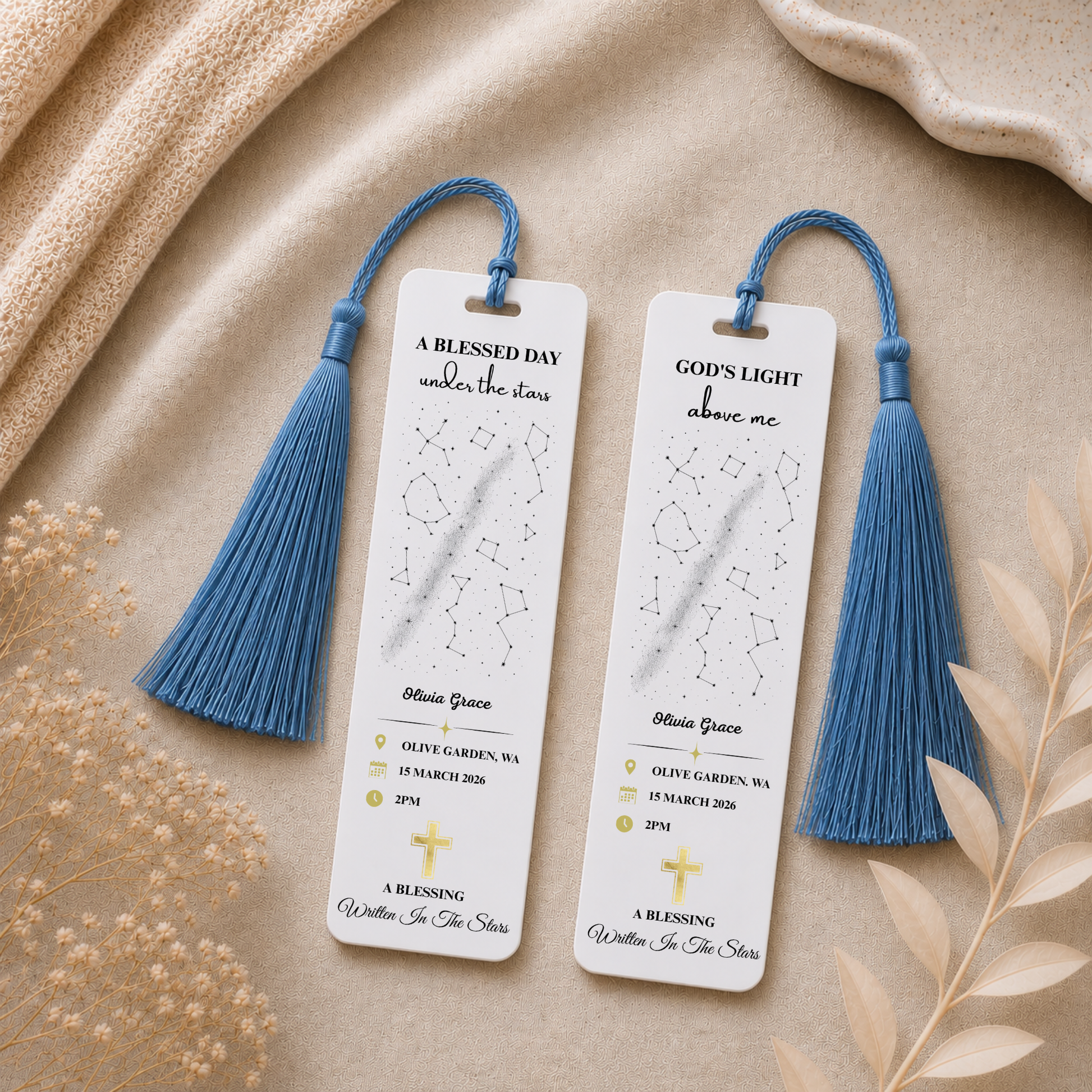 Baptism Star Alignment Bookmark. Custom Baptism Bookmark. Acrylic Bookmark, Personalised Baptism Gift