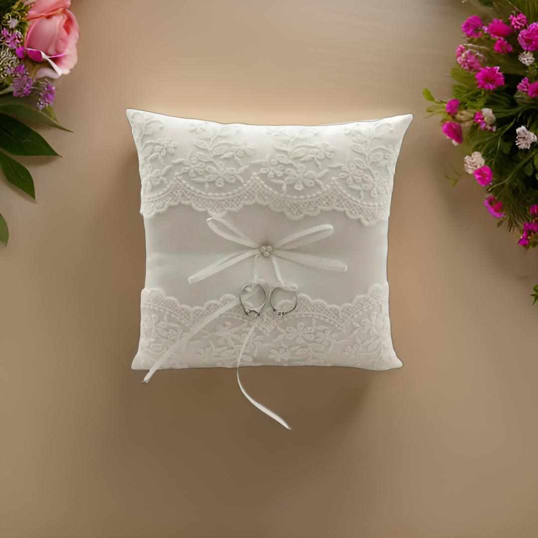 White Ring Bearer Pillow