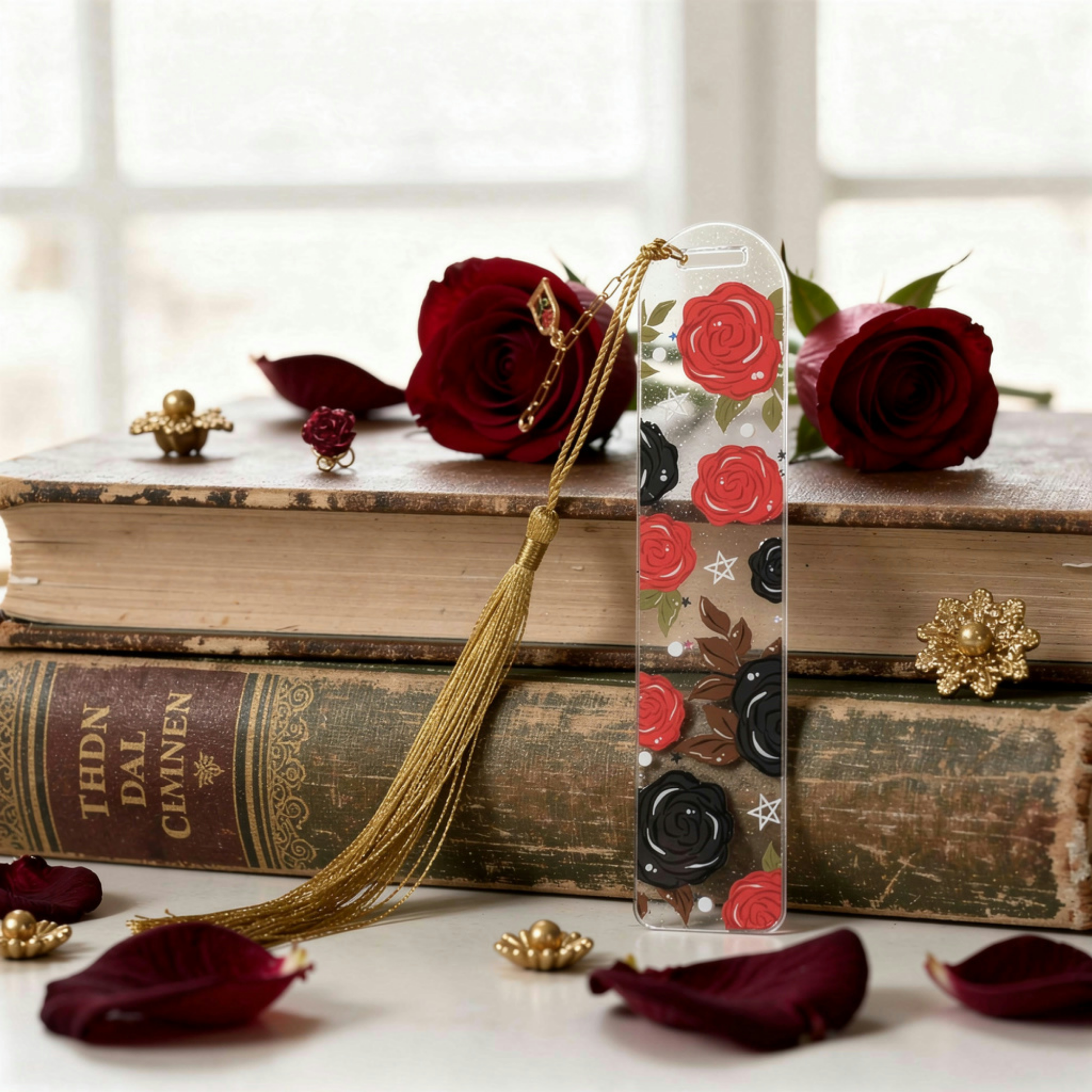 Dark Romance Bookmark. Gothic Rose Bookmark. Black & Red Rose Bookmark. Dark Romance Reader Bookmark. Gothic Romance Bookmark Dark Floral