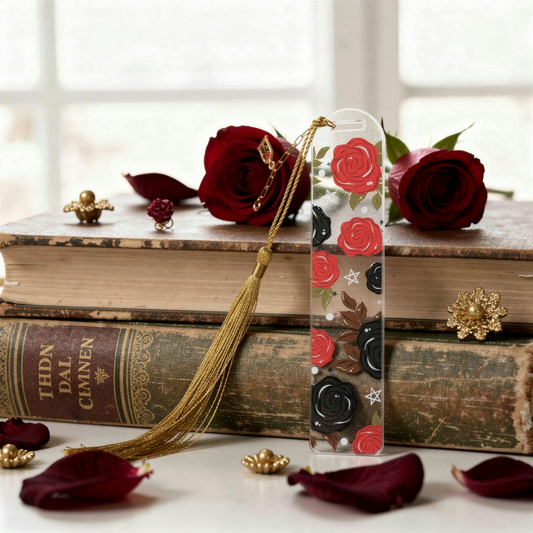 Dark Romance Bookmark. Gothic Rose Bookmark. Black & Red Rose Bookmark. Dark Romance Reader Bookmark. Gothic Romance Bookmark Dark Floral