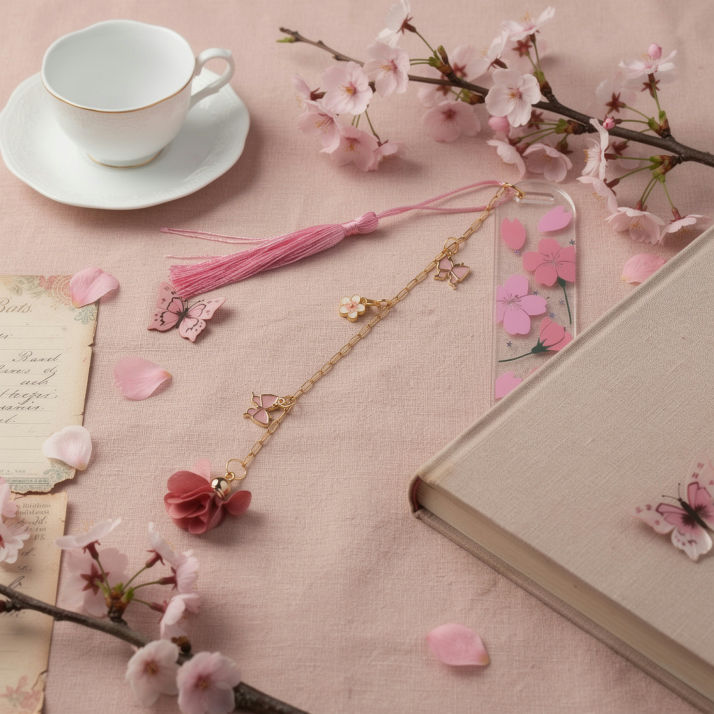 Sakura Cherry Blossom Bookmark. Japanese Cherry Blossom Bookmark Sakura Bookmark Cherry Blossom Bookmark Pink Sakura Cherry Blossom Bookmark