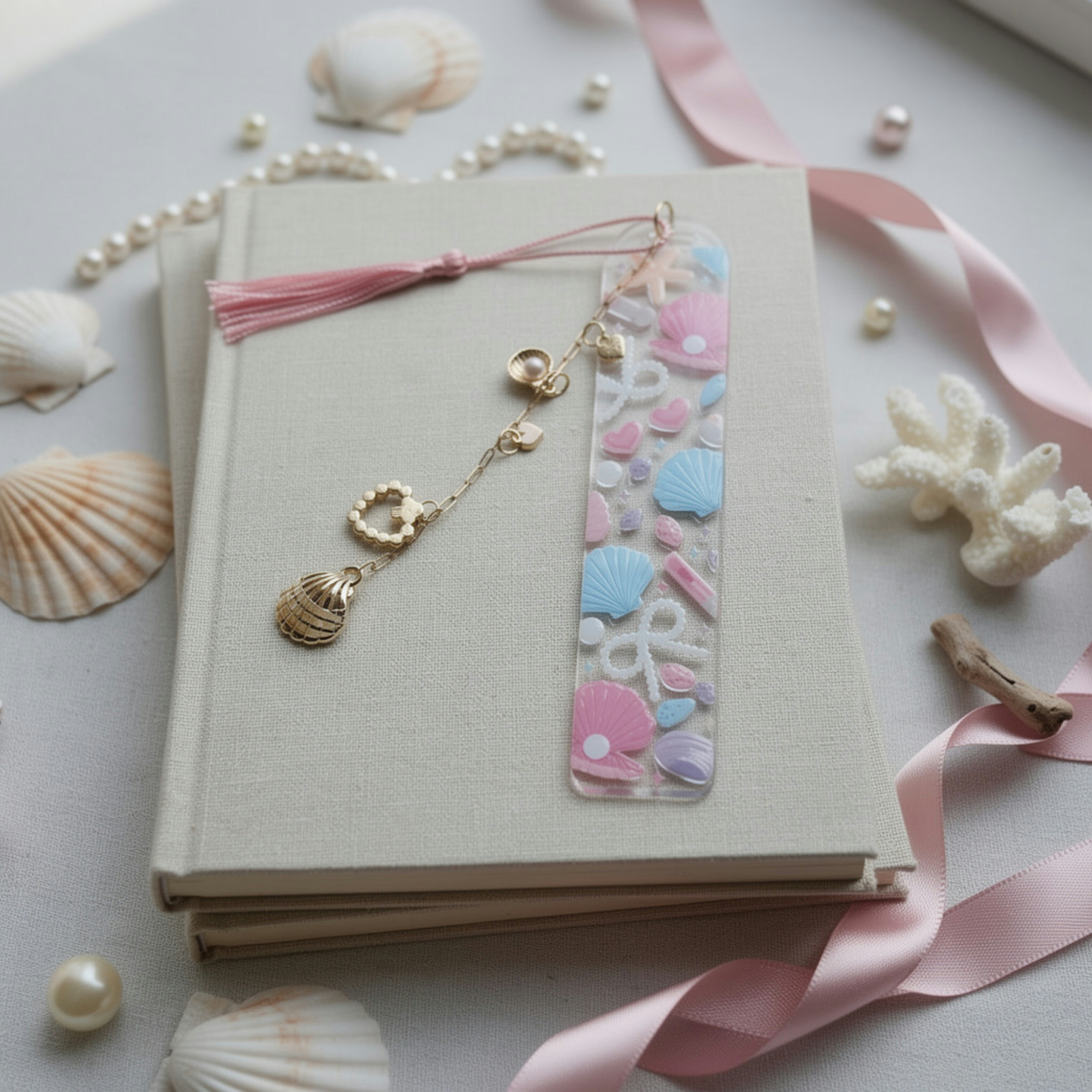 Ocean Seashell Bookmark. Coastal Seashell Bookmark. Seashells and Pearls Bookmark. Beach Lover Bookmark. Beach Bookmark. Shell Bookmark
