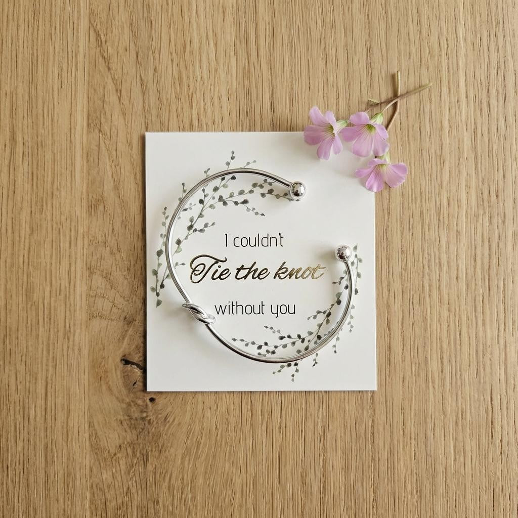 Silver Knot Bracelet Bridesmaid proposal I couldn't tie the knot without you