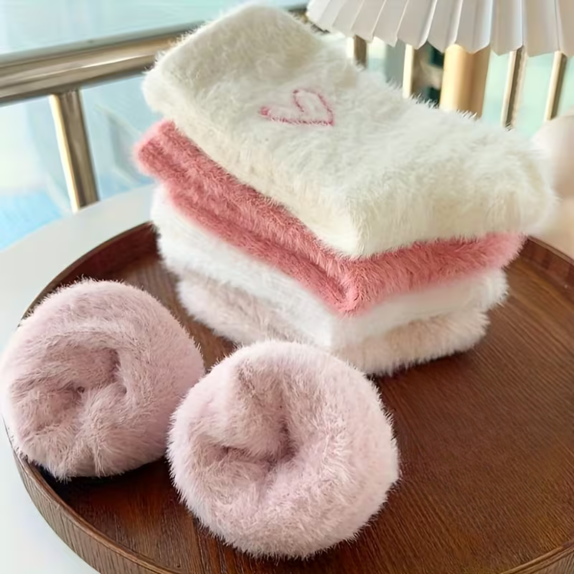 Fluffy hearts socks