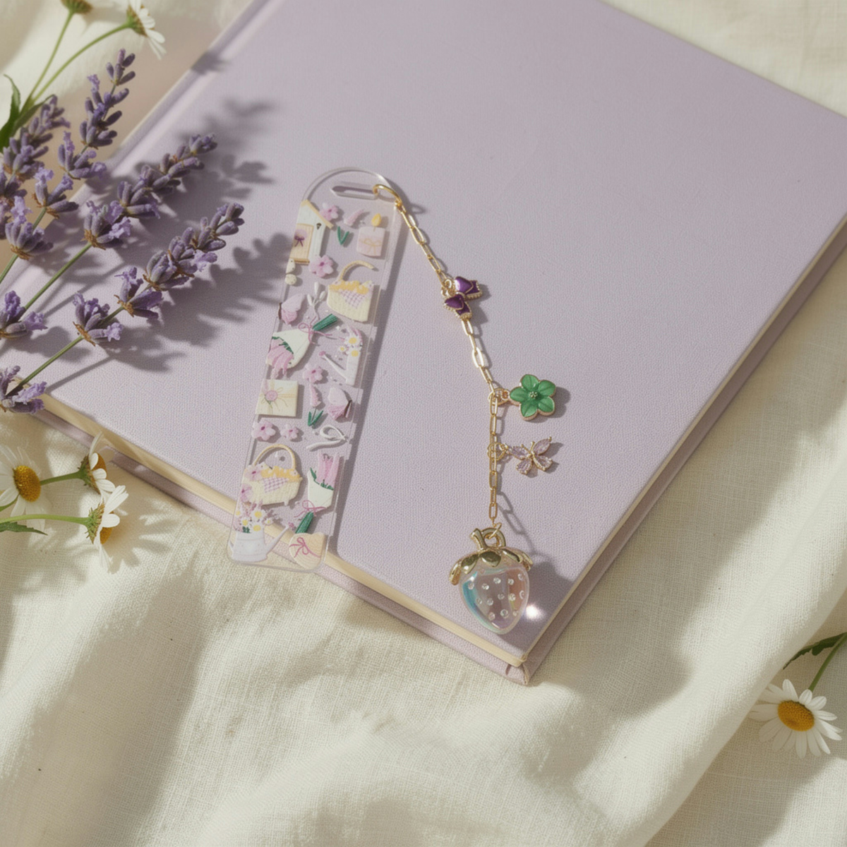 Garden Floral Bookmark with Charms . Garden Lover Bookmark . Garden Lover Gift