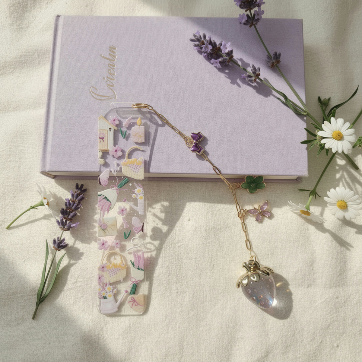 Garden Floral Bookmark with Charms . Garden Lover Bookmark . Garden Lover Gift