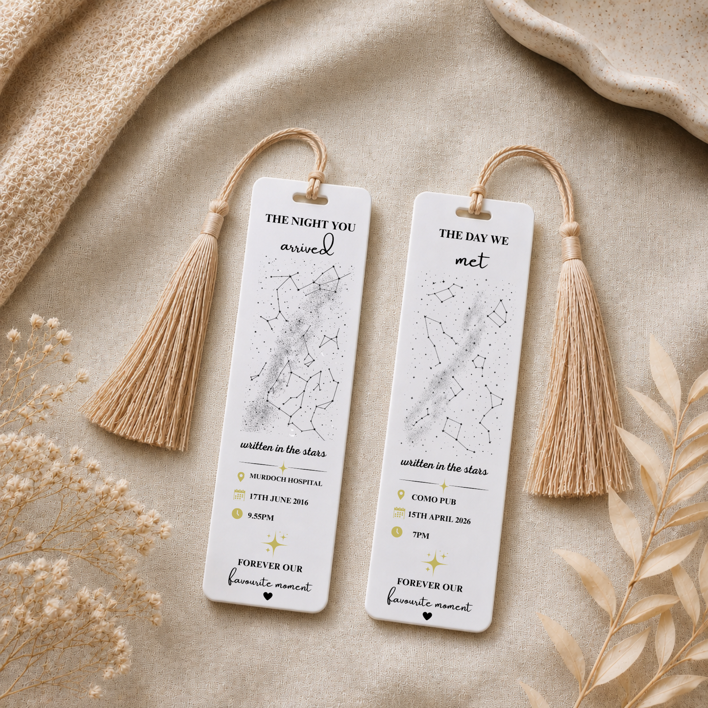 Personalised Star Alignment Bookmark. Custom Constellation Bookmark. Written In The Stars, Acrylic Bookmark, Custom Gift for Book lover