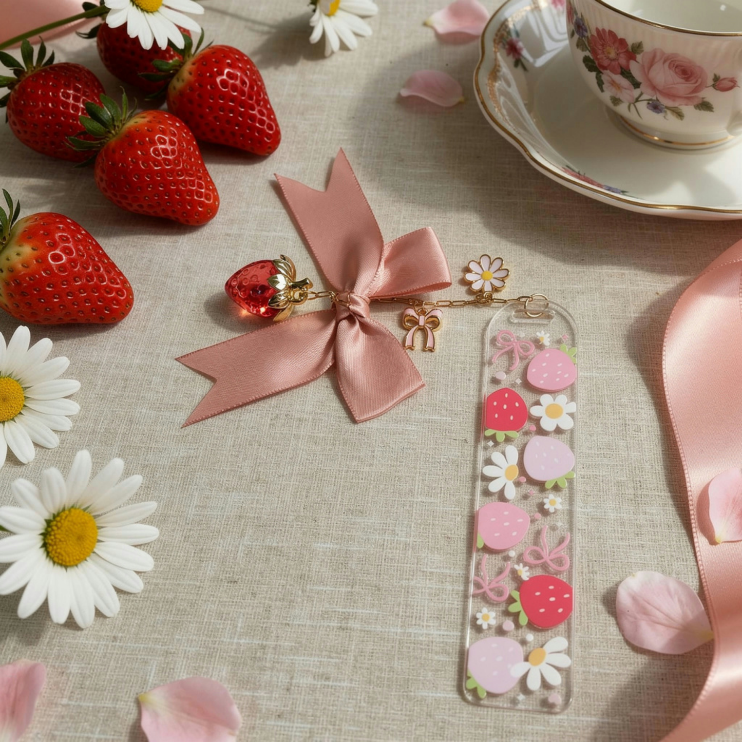 Strawberry Bookmark. Strawberries Bookmark. Personalised Strawberry Bookmark. Strawberry Book Lover Gift Strawberry Bookmark for Book Lovers