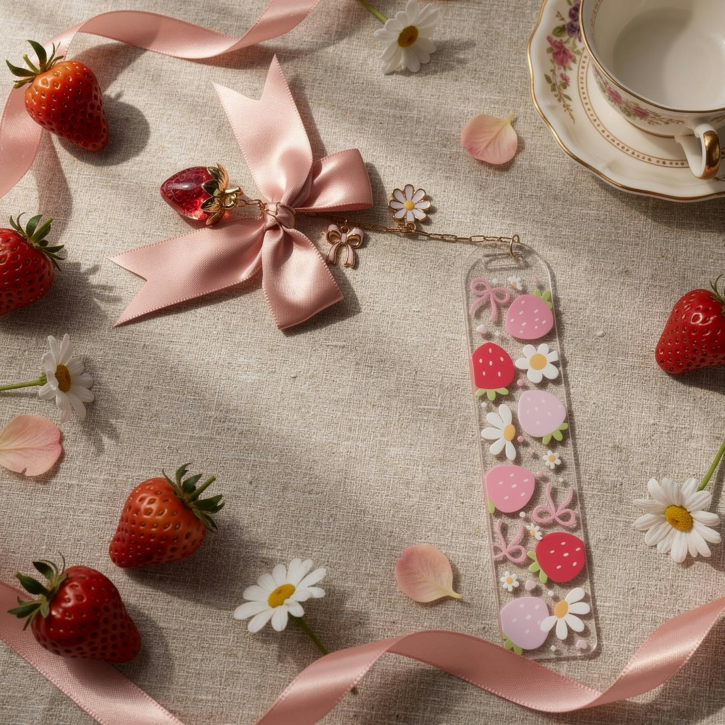 Strawberry Bookmark. Strawberries Bookmark. Personalised Strawberry Bookmark. Strawberry Book Lover Gift Strawberry Bookmark for Book Lovers