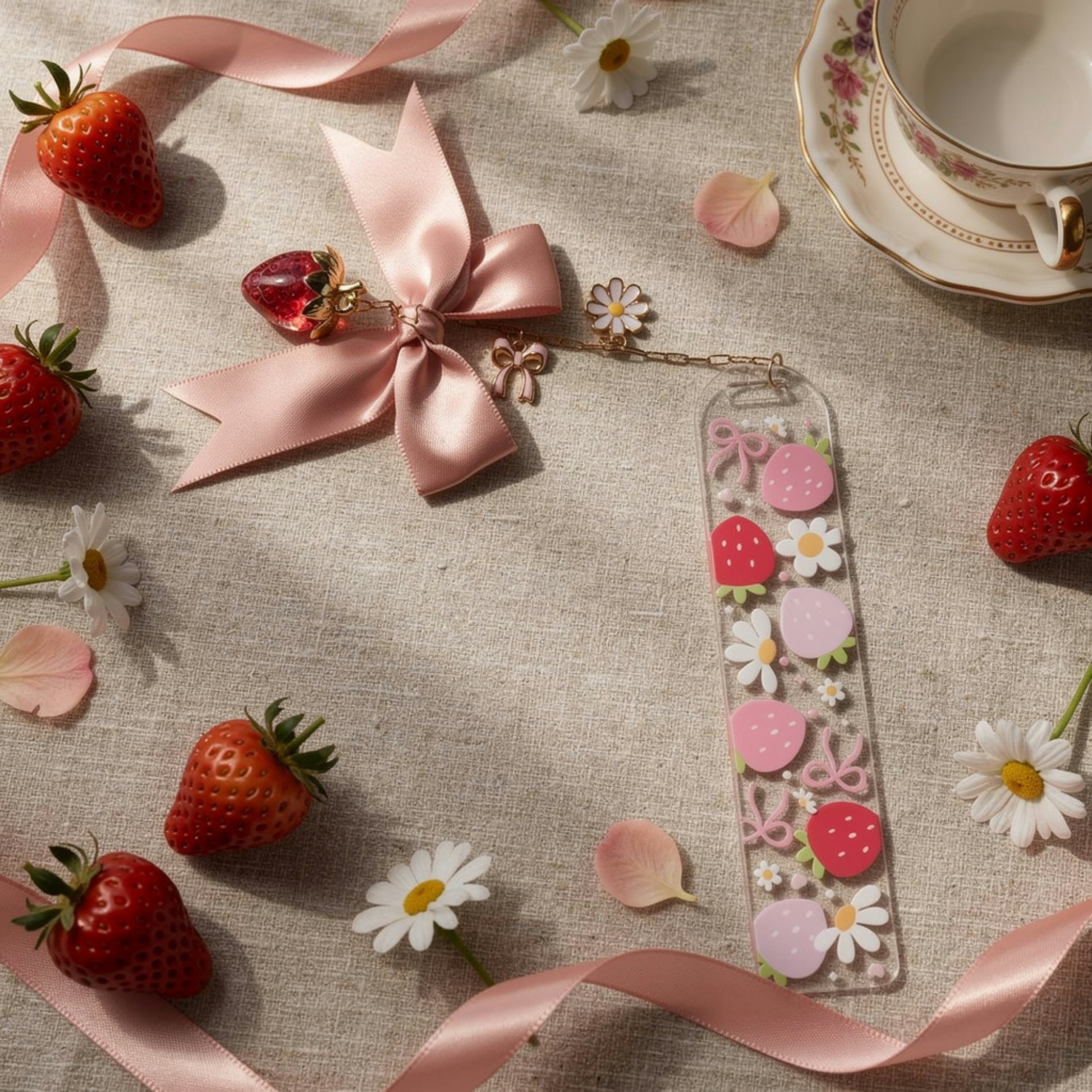 Strawberry Bookmark. Strawberries Bookmark. Personalised Strawberry Bookmark. Strawberry Book Lover Gift Strawberry Bookmark for Book Lovers