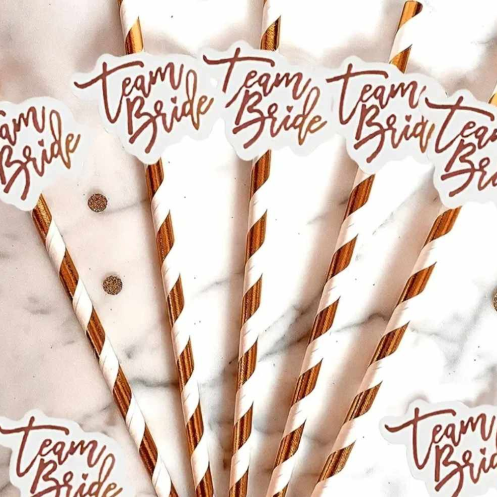 Team Bride Straws