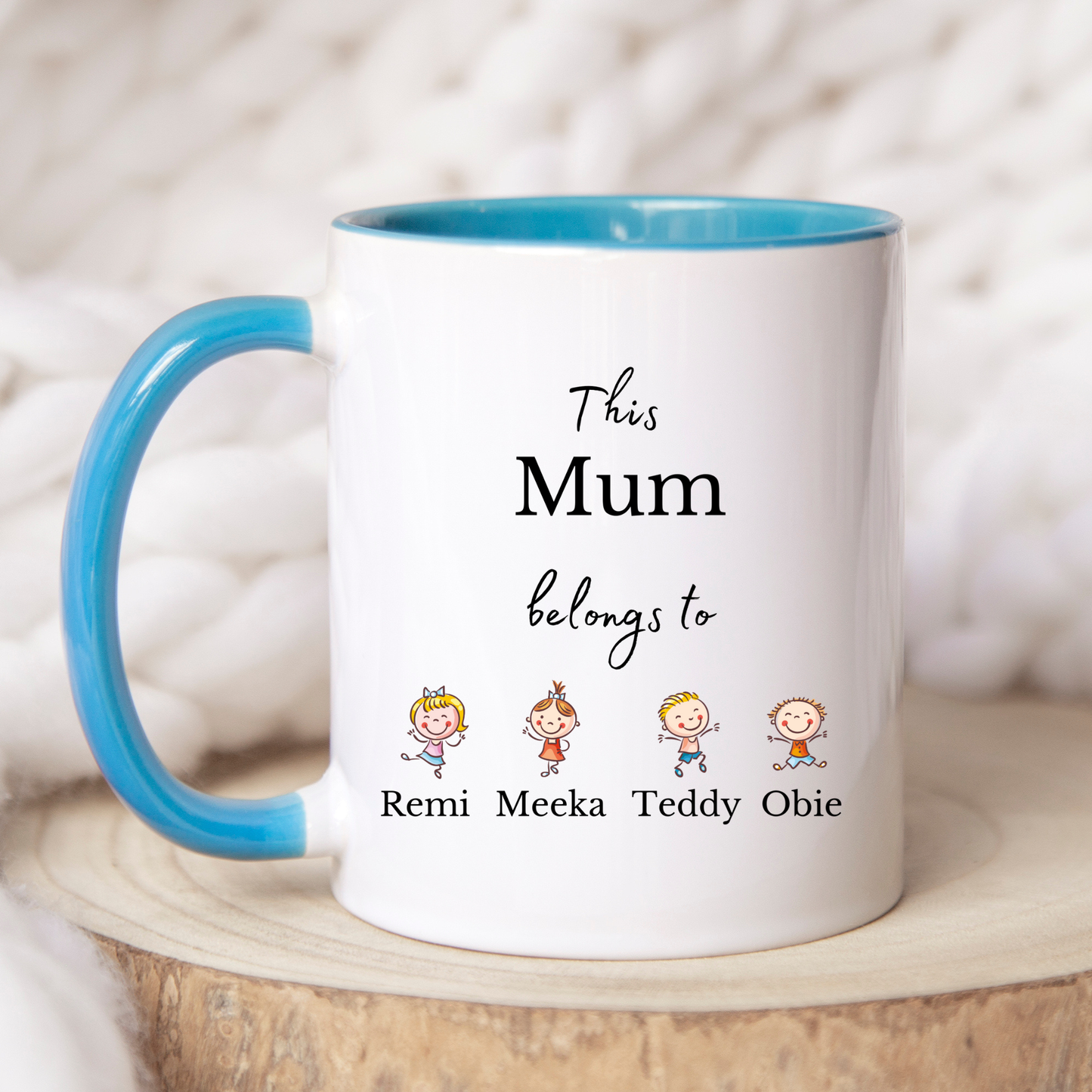 This Mummy Belongs To Personalised Mug – Gift for Mum with Kids Names, personalised Gift for Mum from the kids, This Mum belongs to Mug Gift