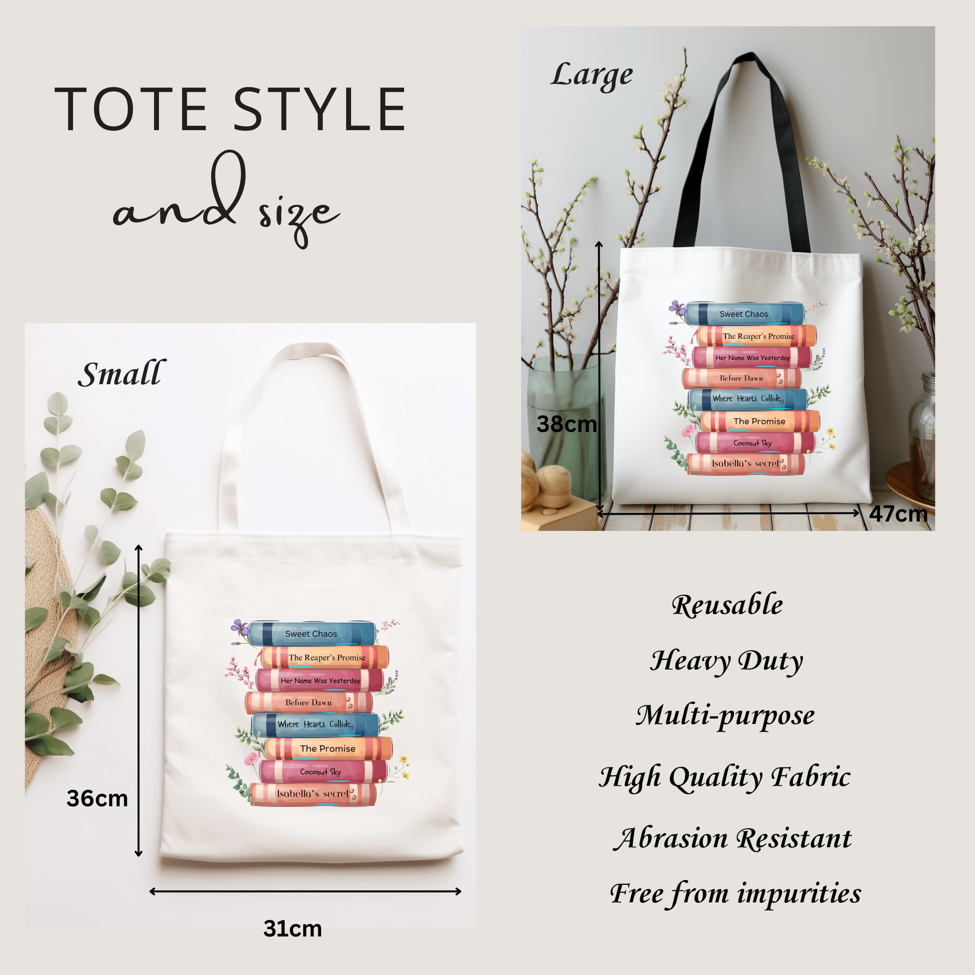 Tote style and size: Book Lover Gift Book Lover Tote Bag