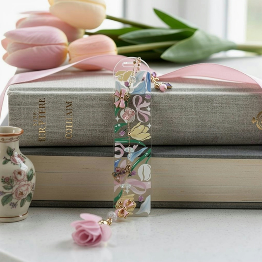 Tulip Bookmark. Floral Tulip Bookmark. Tulips and Bows Bookmark. Tulips Bookmark