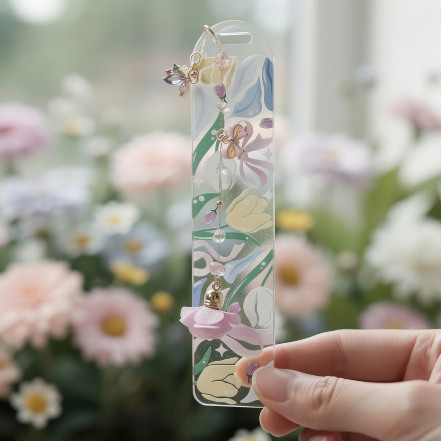 Tulip Bookmark. Floral Tulip Bookmark. Tulips and Bows Bookmark. Tulips Bookmark