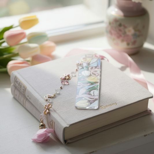 Tulip Bookmark. Floral Tulip Bookmark. Tulips and Bows Bookmark. Tulips Bookmark