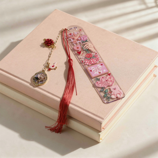 Romantic Bookmark. Valentine Bookmark with Charm. Love Letter Bookmark Love Themed Bookmark Romantic Bookmark for Readers Pink Love Bookmark