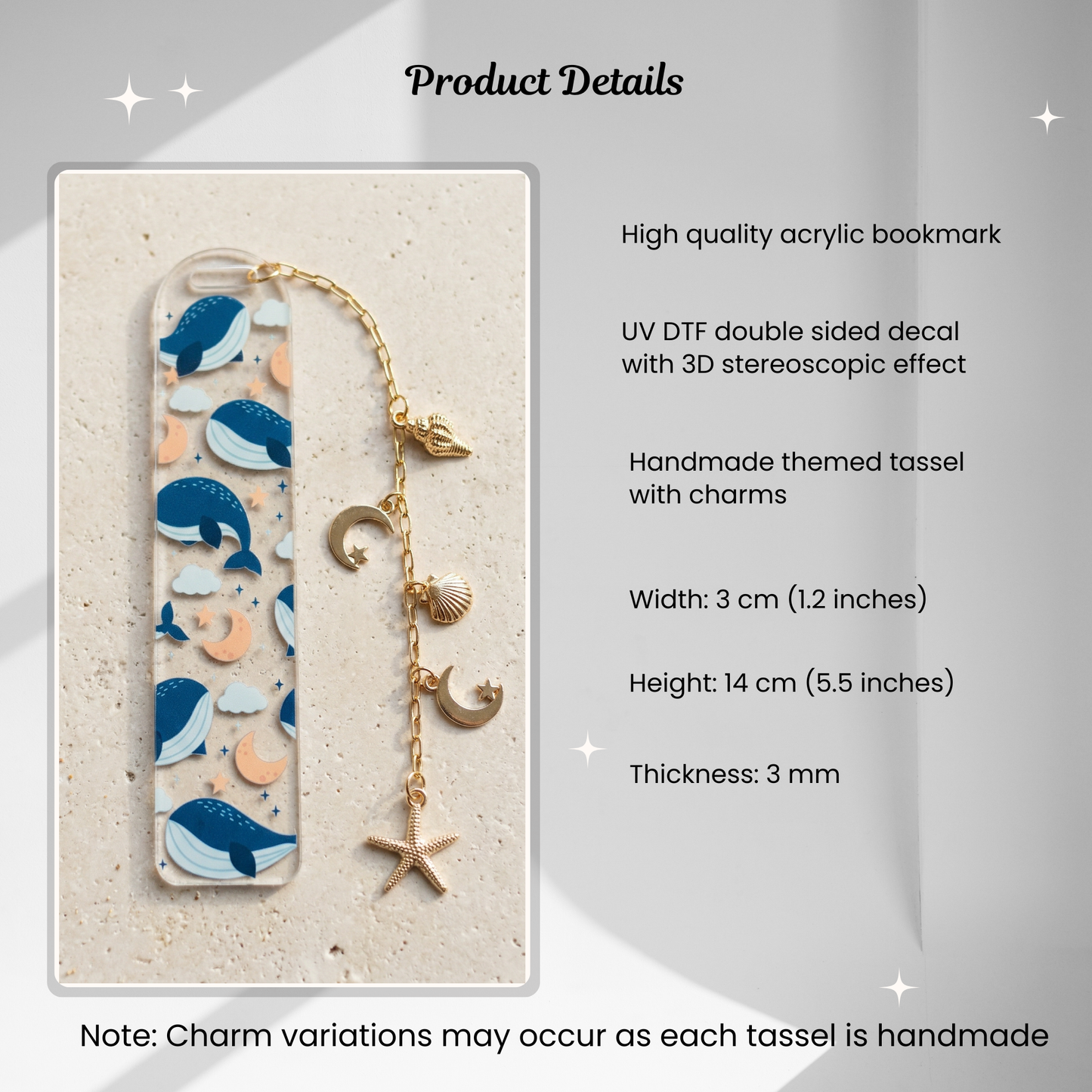 Product details for Ocean Whale Acrylic Bookmark