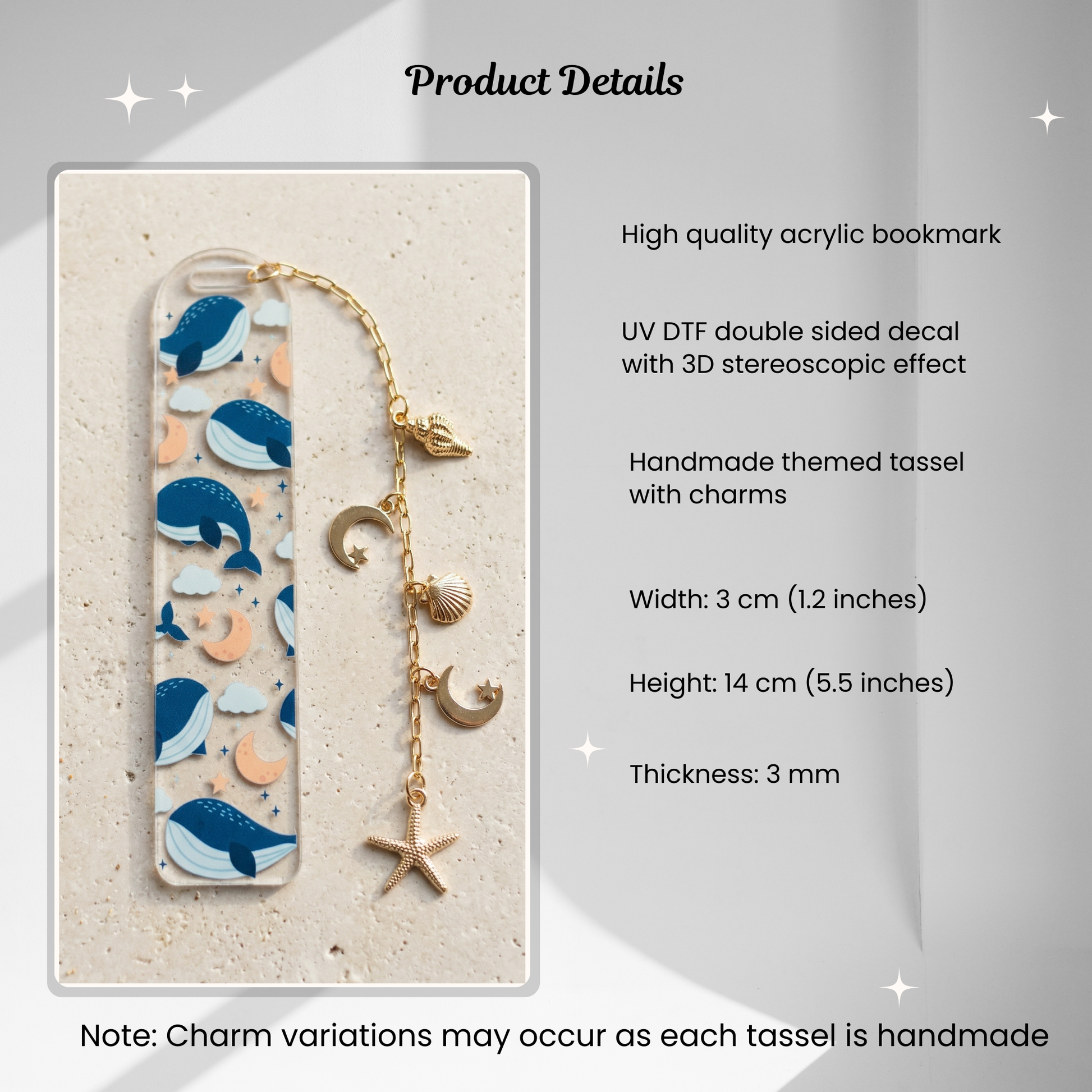 Product details for Ocean Whale Acrylic Bookmark