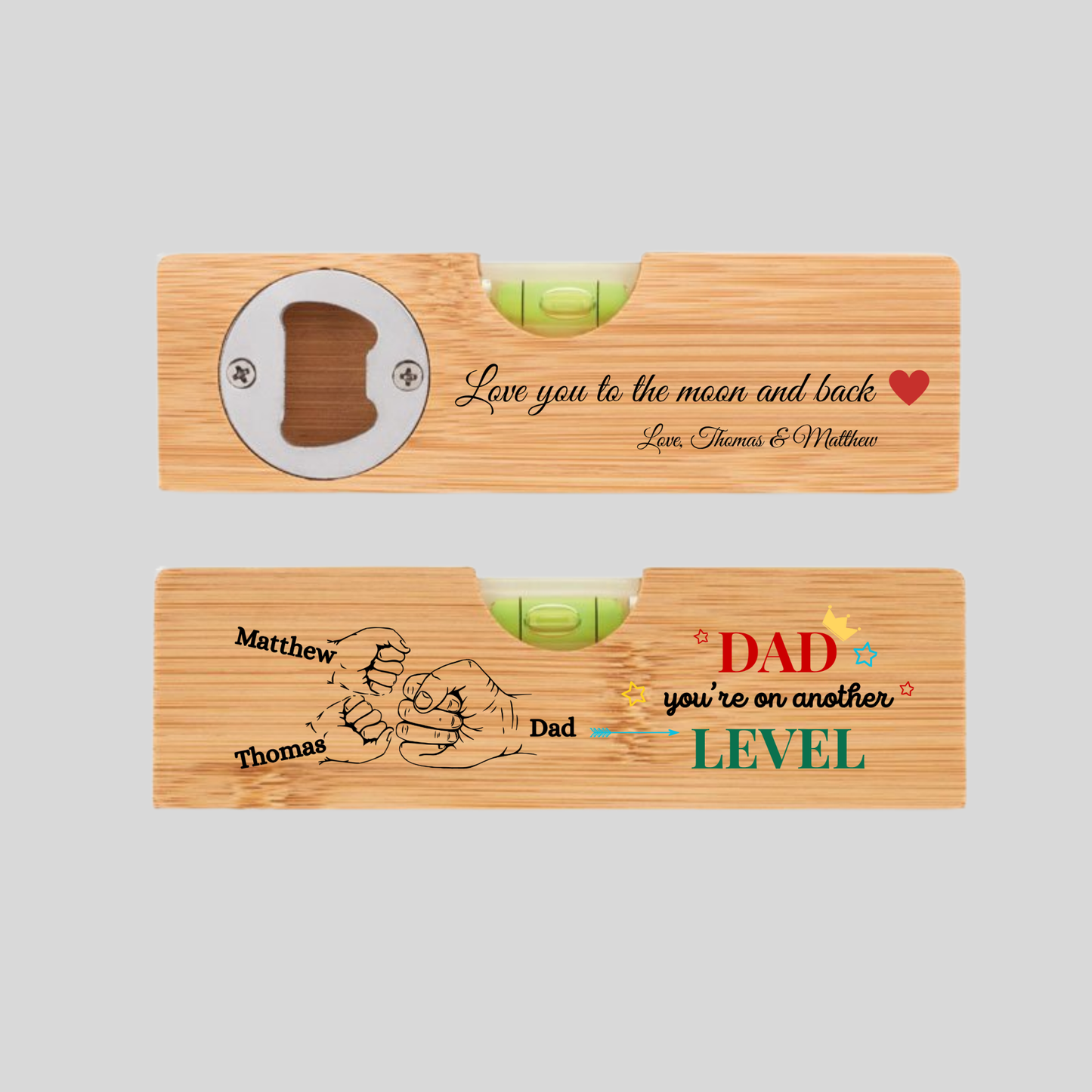 Personalised Spirit level bottle opener Level tool for Dad Tool box gift for dad Custom Level bottle opener for Dad