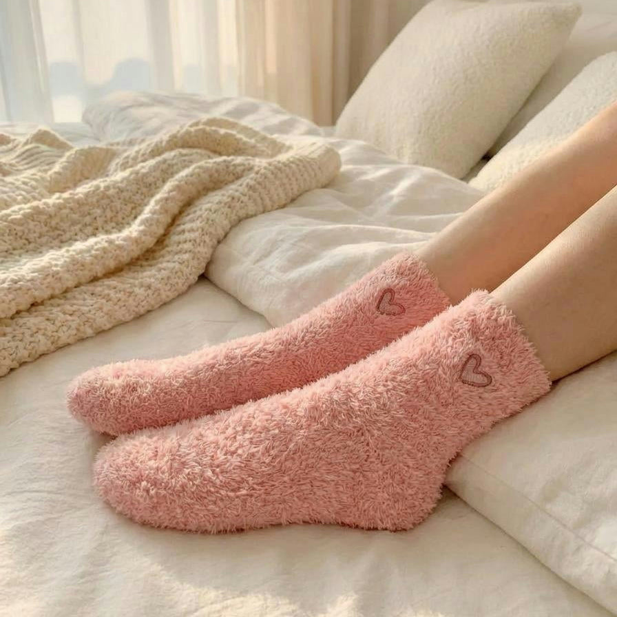 peach fluffy socks