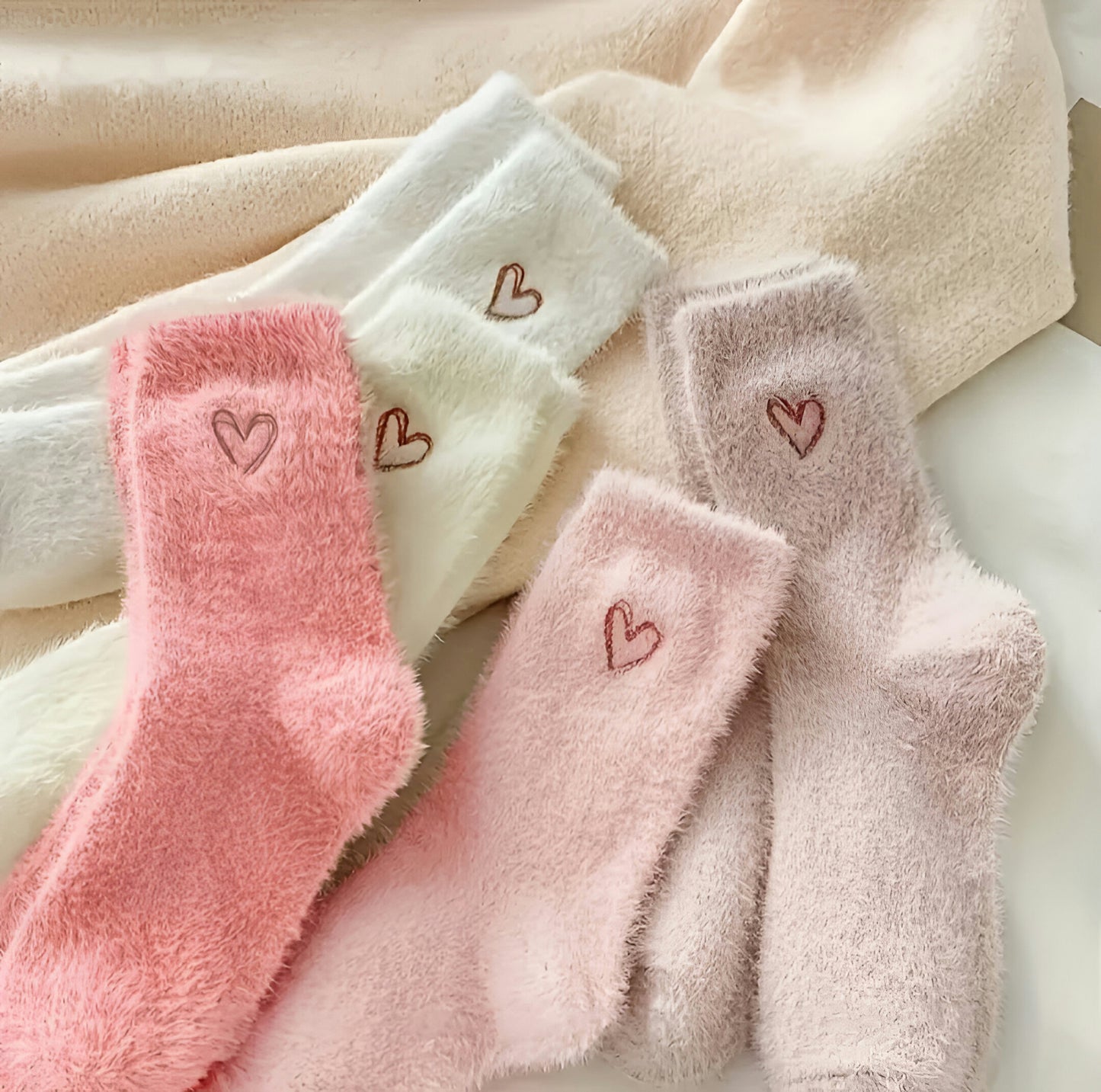 Fluffy heart socks