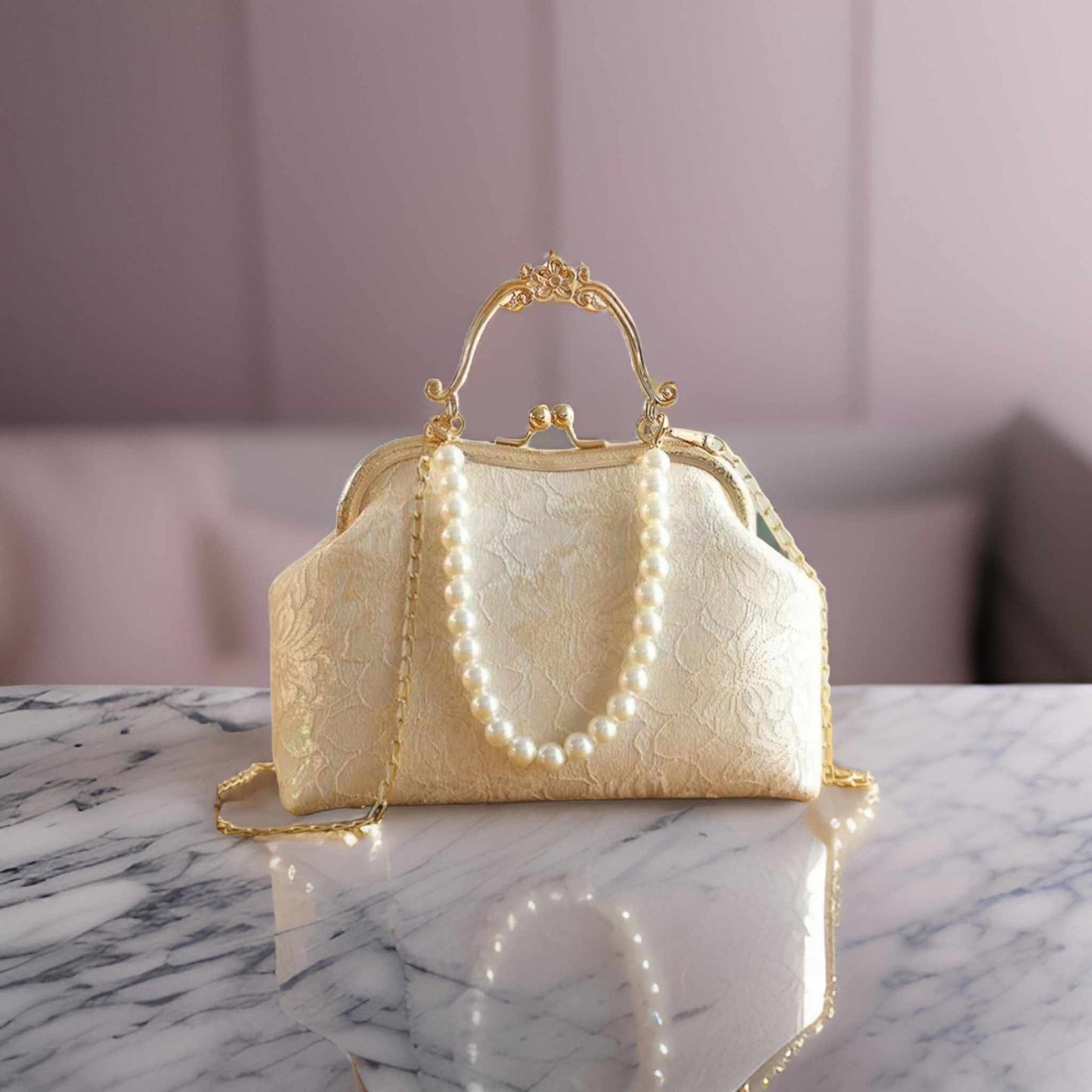 cream wedding bag