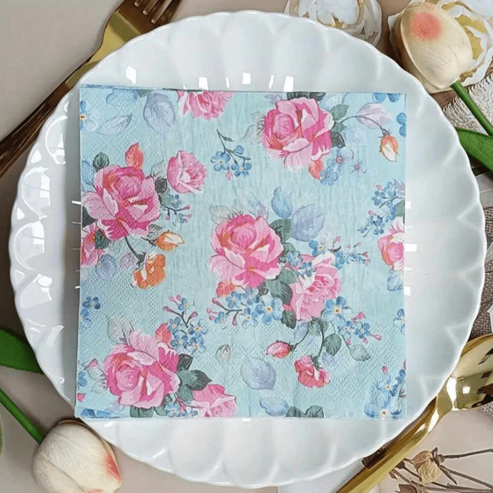 blue floral napkins