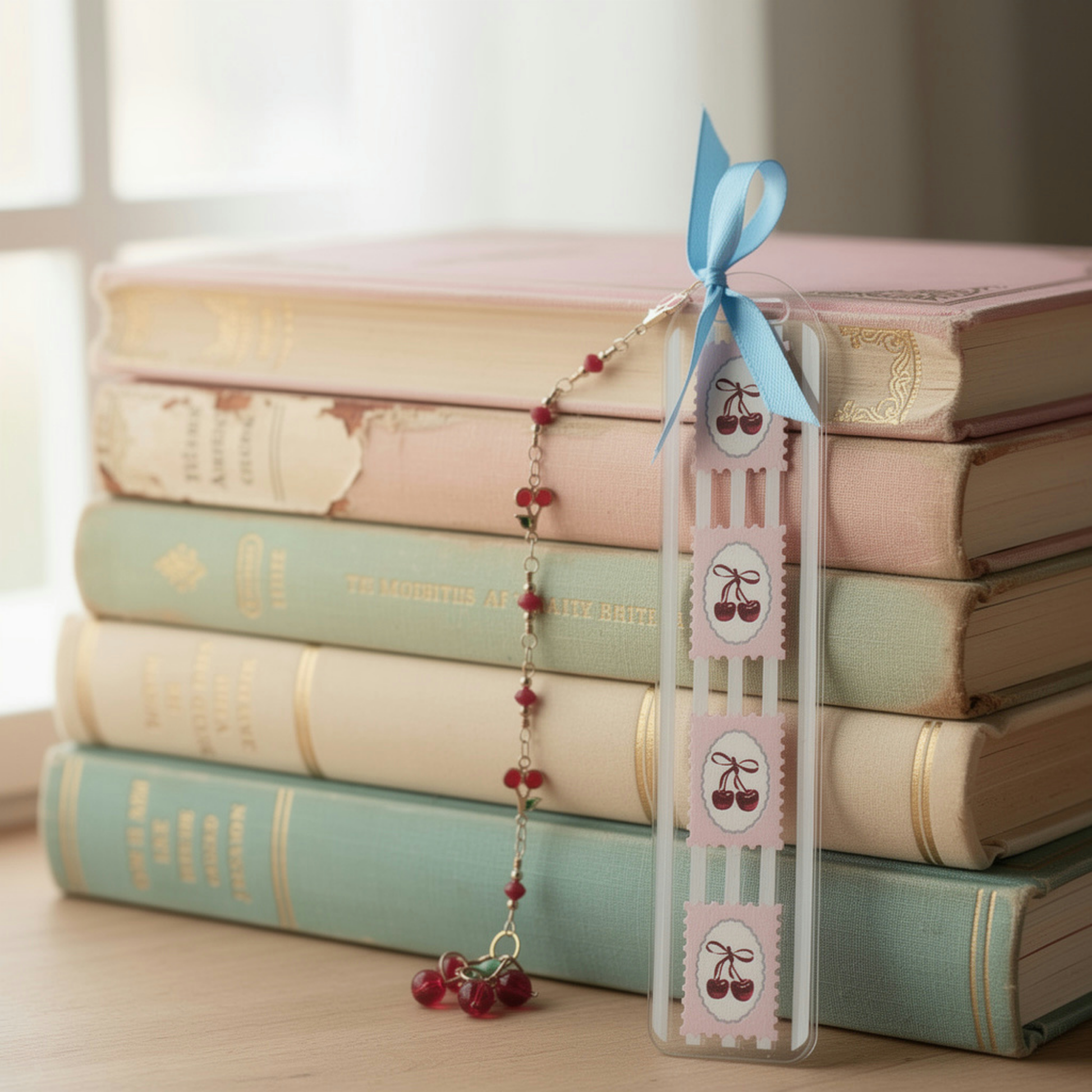 Cherries Bookmark. Cherry Bookmark. Cherry Lover Bookmark Gift. Cherry Lover Gift. Bookmark with Cherries and Charms