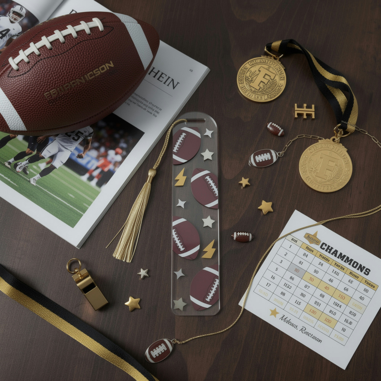 Football Bookmark. Football Lover Bookmark. Football Book Lover Gift. Football Coach Gift. Football Team Gift