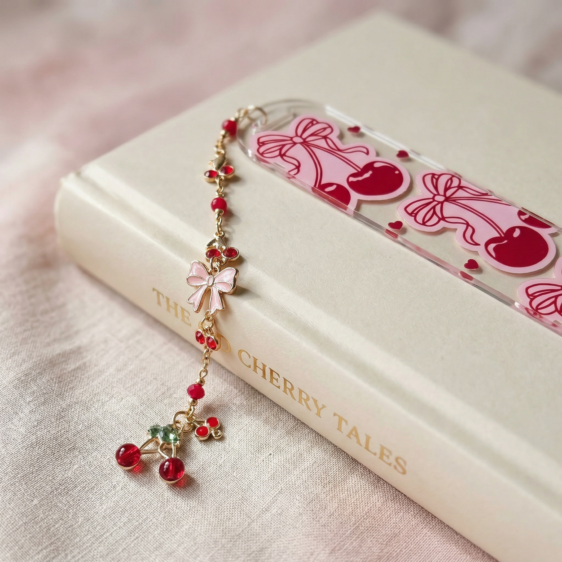 Cherry Bow Acrylic Bookmark