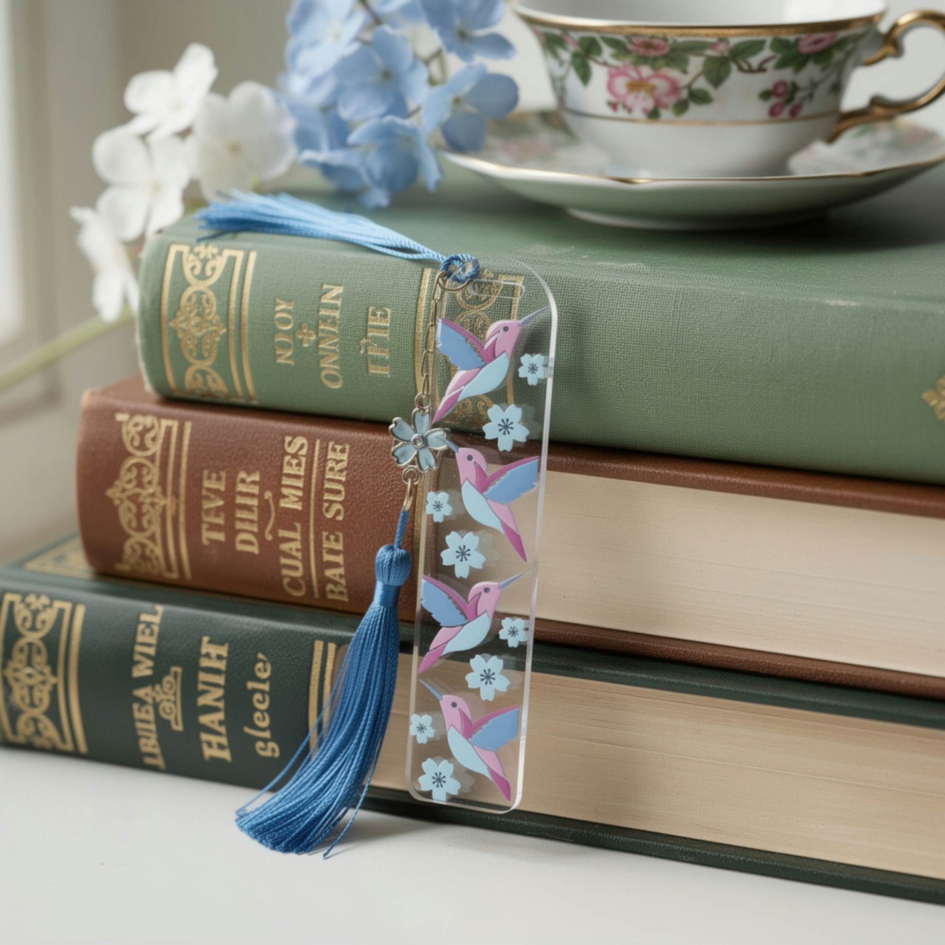 Hummingbird Bookmark. Bird Lover Bookmark. Blue Hummingbird Bookmark. Hummingbird & Flowers Bookmark. Nature Lover Bookmark. Birds Bookmarks