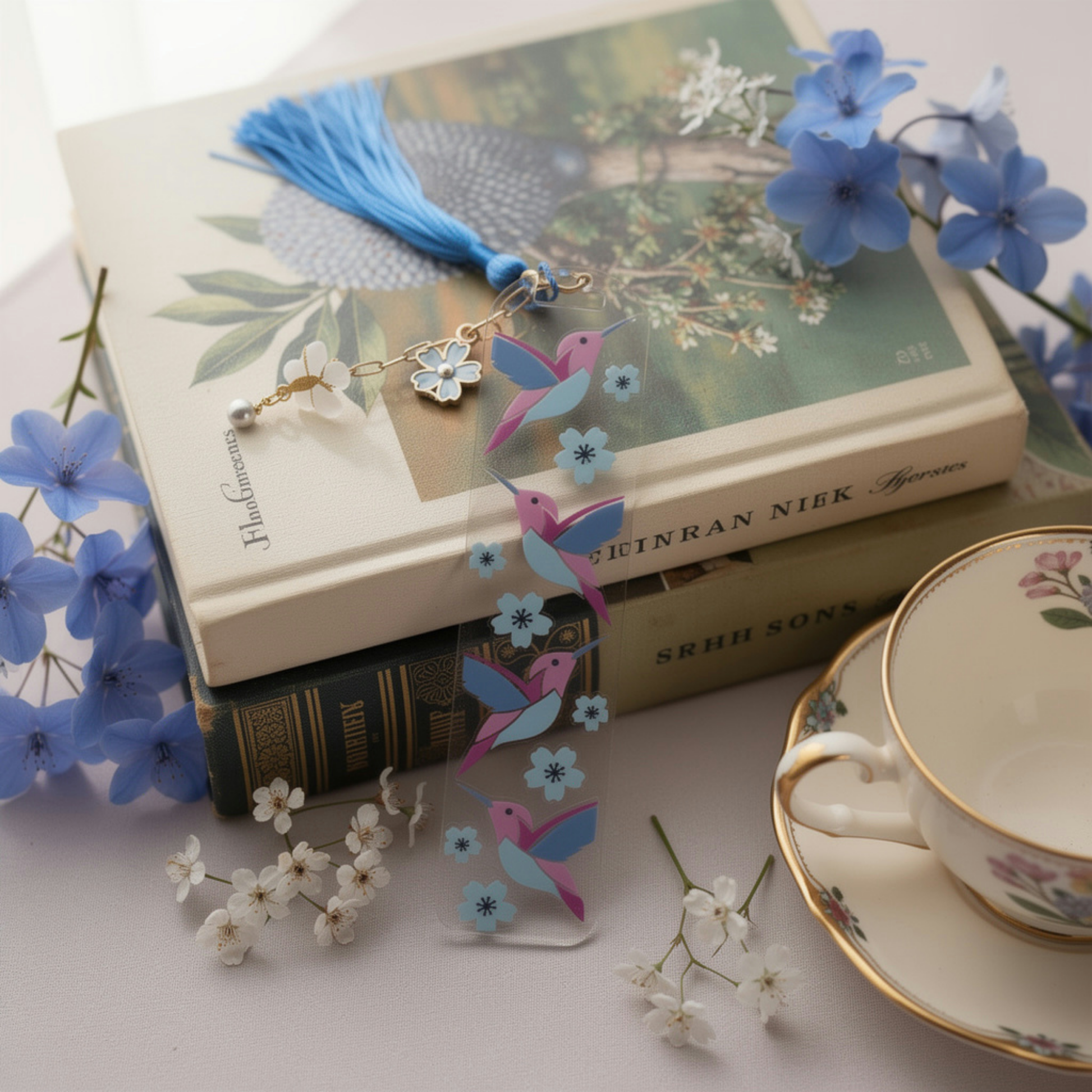 Hummingbird Bookmark. Bird Lover Bookmark. Blue Hummingbird Bookmark. Hummingbird & Flowers Bookmark. Nature Lover Bookmark. Birds Bookmarks