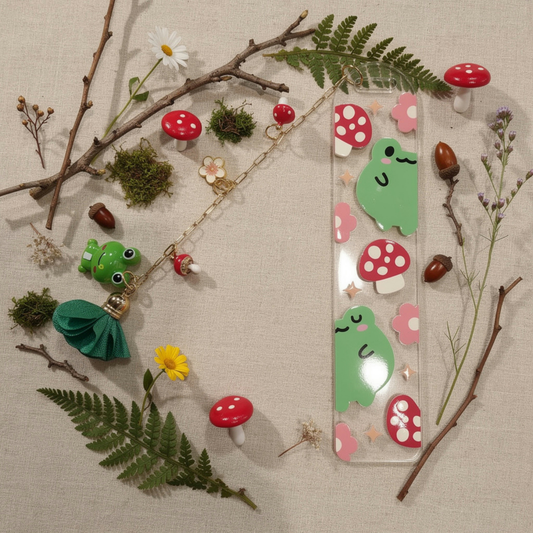 Whimsical Frog Bookmark. Frog Bookmark. Kawaii Frog Bookmark. Frog Lover Bookmark. Frog & Mushroom Bookmark. Frog Lover Gift