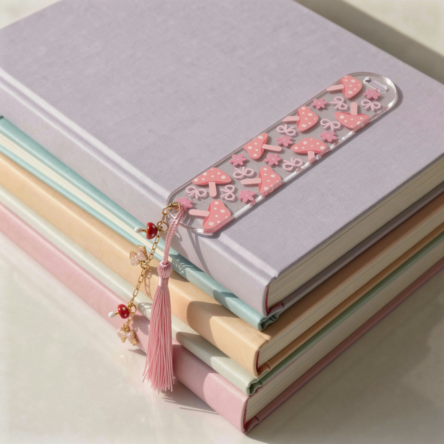 Pink Mushroom Bookmark. Mushroom Acrylic Bookmark. Mushroom Bookmark for Book Lovers. Mushroom Lover Bookmark Gift. Mushrooms Bookmark