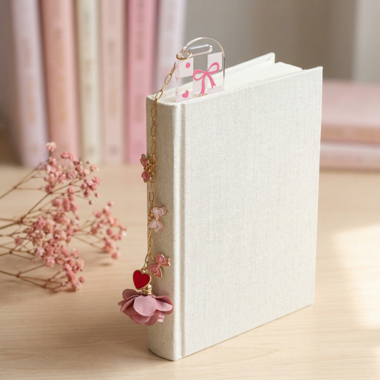 cute pink bookmark with tassel