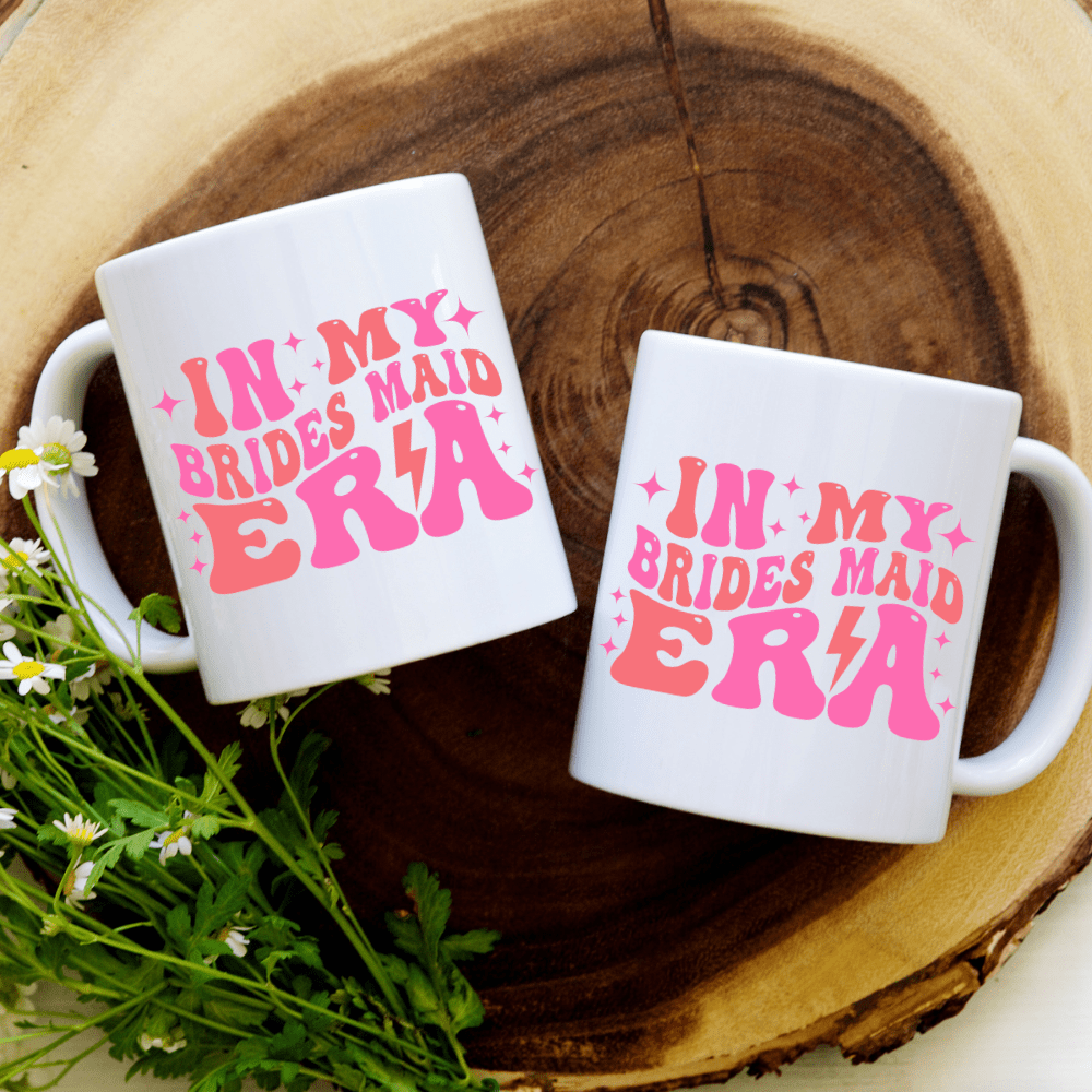 In my bridesmaid era mugs