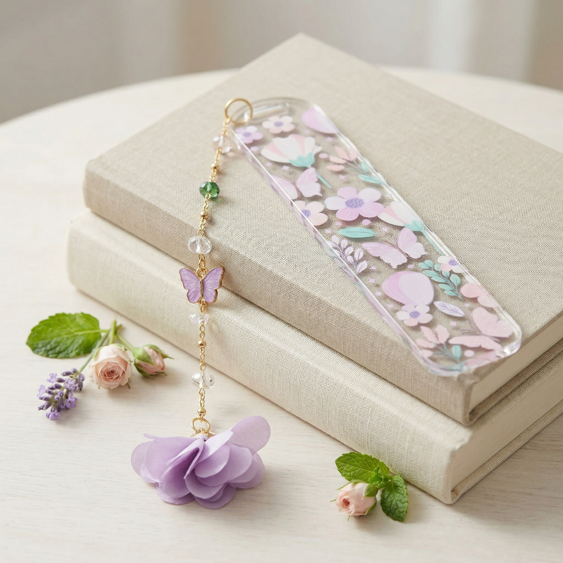 floral acrylic bookmark