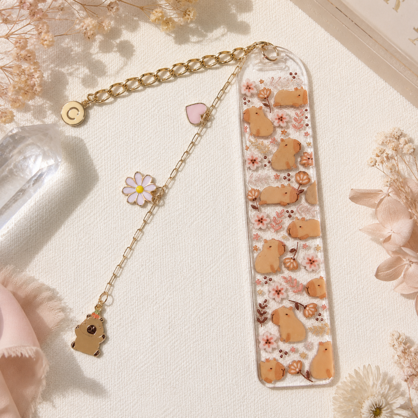 Capybara Bookmark. Capybara Bookmark for Book Lovers. Capybara Book Lover Gift. Capybara Gift Acrylic Bookmark Capybara Bookmark with Charms
