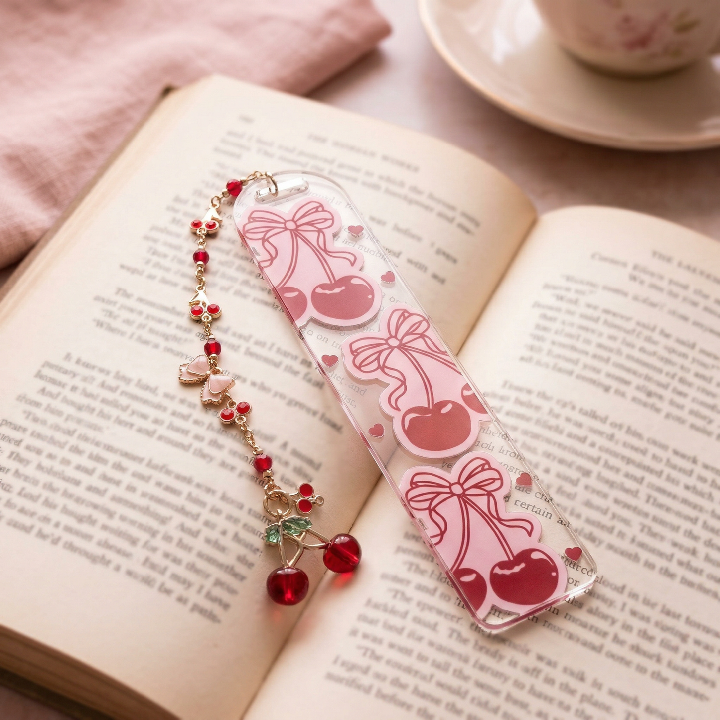 Cherry Bow Acrylic Bookmark