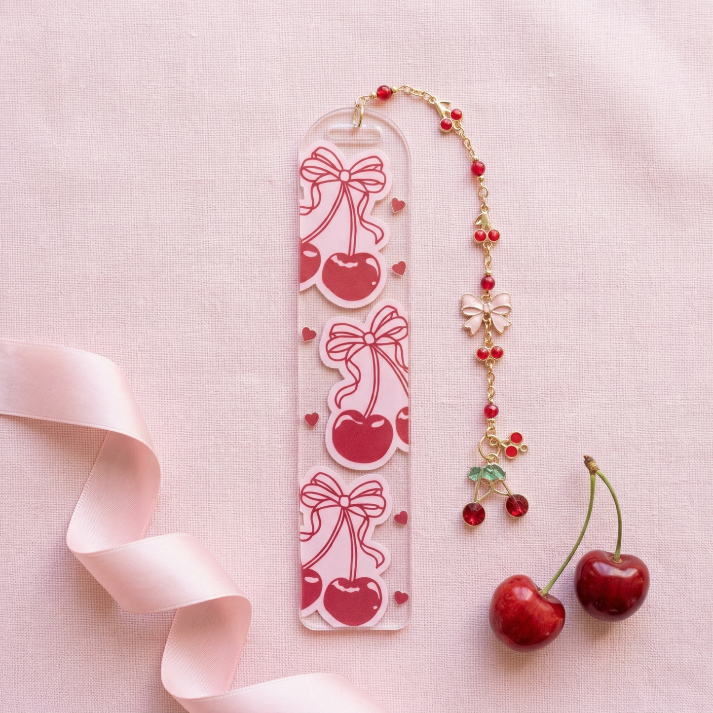 Cherry Bow Acrylic Bookmark