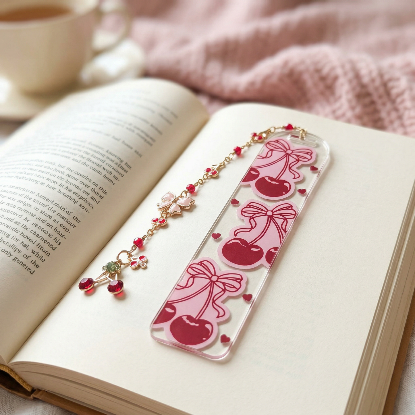 Cherry Bow Acrylic Bookmark
