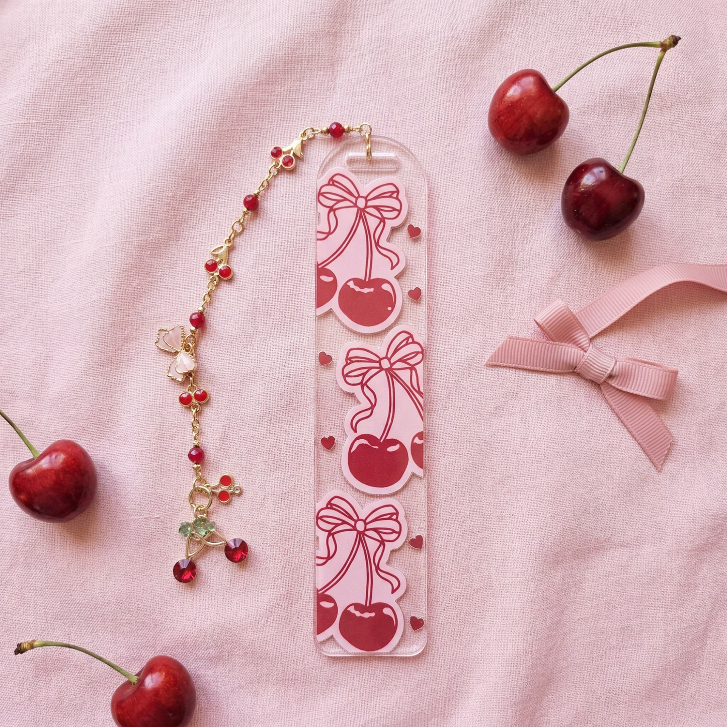 Cherry Bow Acrylic Bookmark