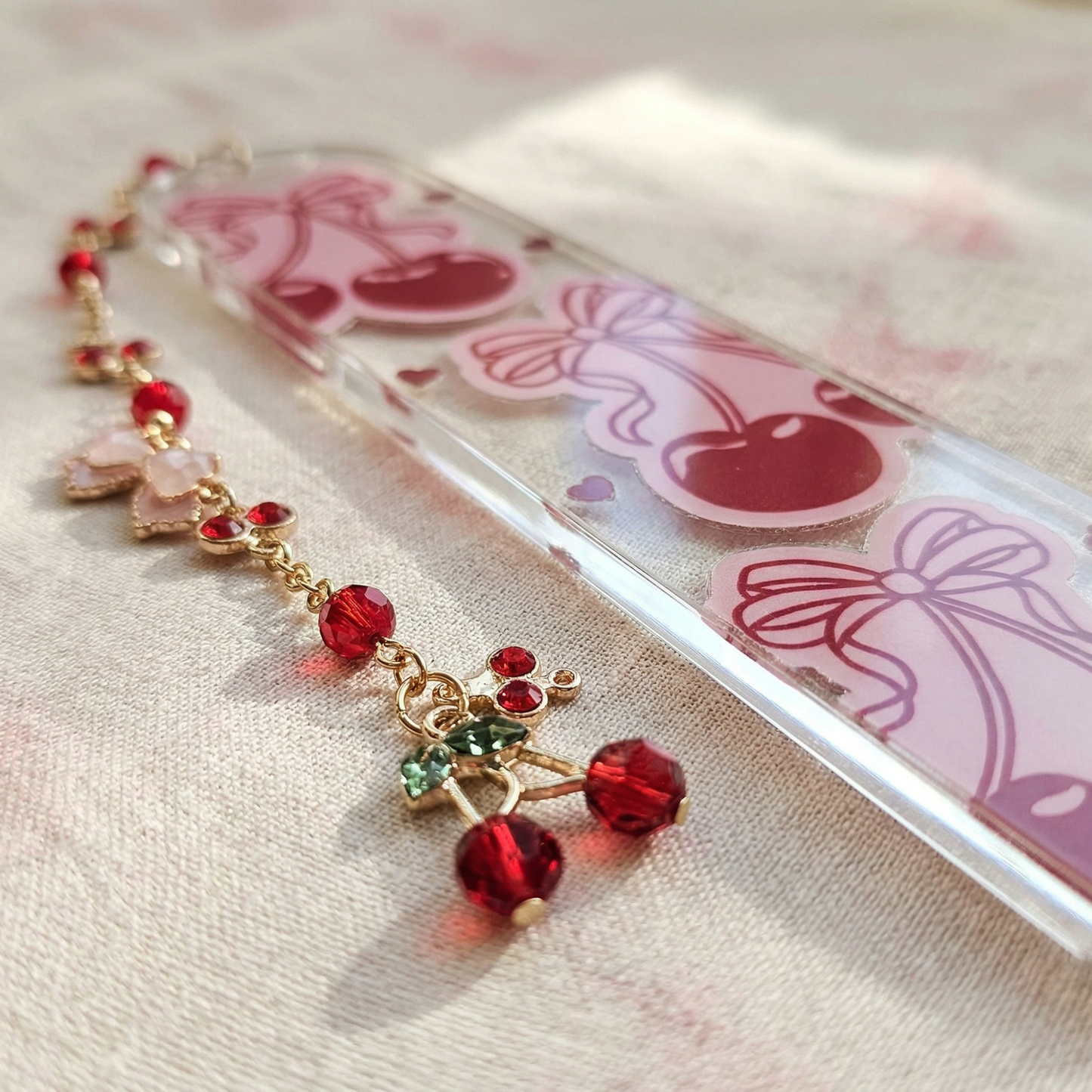 Cherry Bow Acrylic Bookmark