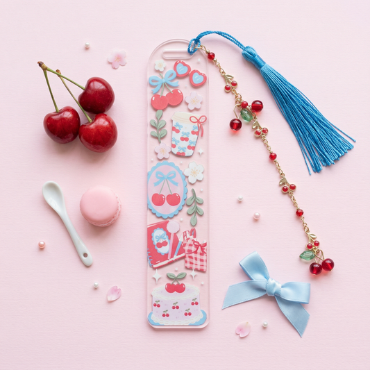 cute cherry bookmark for book lovers