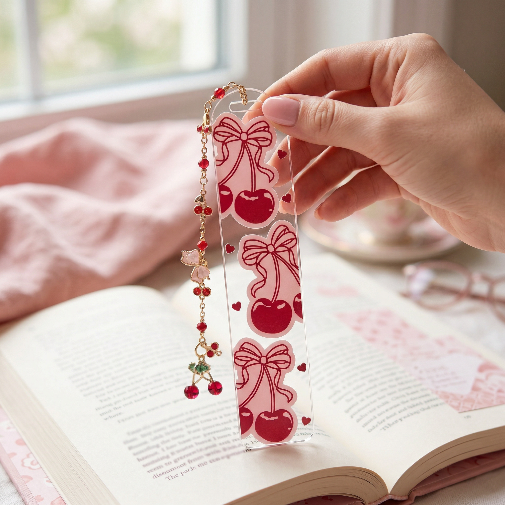 Cherry Bow Acrylic Bookmark